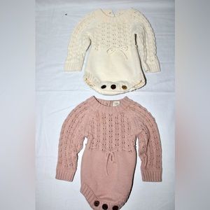Mali Wear Zoya Cotton Sweater Romper Two Set White Pink Size 0-3 Months